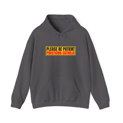 Please Be Patient Practicing Catholic Gildan Hooded Sweatshirt